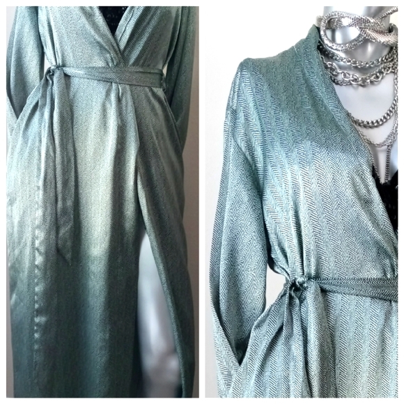 Jones New York Silky Herringbone Print Matching Belt Authentic Wrap Dress - Picture 5 of 12